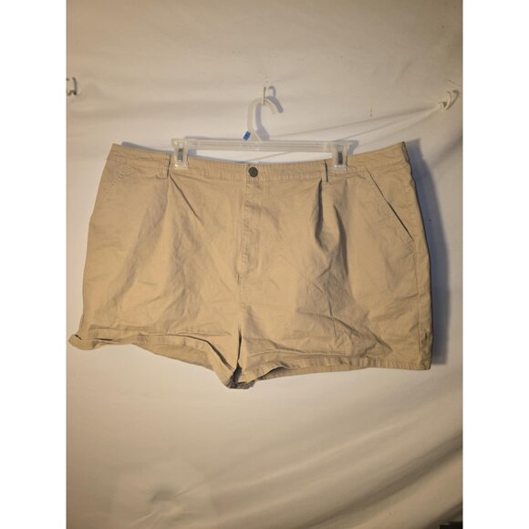 Asos Tan Chino Shorts Stretch Womens Plus Size 26 Great Length Pockets - Picture 1 of 2